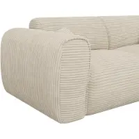 Vente-unique Driezitsslaapbank express in beige ribfluweel - Slaapoppervlak 140 cm - Matras 20 cm traagschuim POGNIA