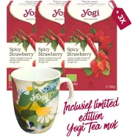 Yogi tea Yogi Spicy Strawberry Tea Bio - 3 pakjes - inclusief limited edition mok