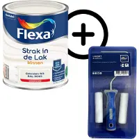 Flexa Product Bundel: - Strak In De Lak Binnenlak - Hoogglans - Gebroken Wit / Ral 9010 - 750 Ml + Lakset