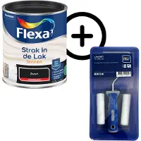 Flexa Product Bundel: - Strak In De Lak Binnenlak - Hoogglans - Zwart - 750 Ml + Lakset