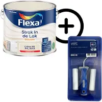 Flexa Product Bundel: - Strak In De Lak Binnenlak - Hoogglans - Crème Wit / Ral 9001 - 2,5 L + Lakset