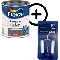 Flexa Product Bundel: - Strak In De Lak Binnenlak - Hoogglans - Antracietgrijs - 750 Ml + Lakset