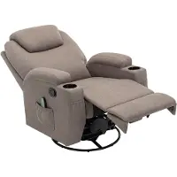 Vente-unique SILVANO stoffen massagestoel - Taupe