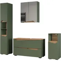 Vicco Badkamermeubelset Marelle Groen/Artisanaal eiken 4-delig, Model 65067