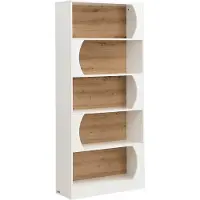 Vente-unique Boekenkast met 5 nissen in MDF - Wit en natuurlijk licht FARENZA