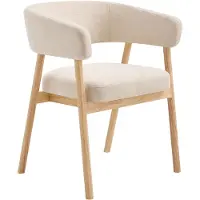 Vente-unique Set van 6 stoelen in stof en heveahout - Beige JORAKA