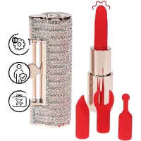 Loveline Angel - lippenstiftvibrator met 4 opzetstukken (roze)