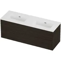 Proline Tribute Badmeubelset Porselein Elegant Dubbel 140x46x54 cm Mat White Mokka Oak