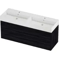 Proline Zara Badmeubelset Porselein Loft 140x46x65 cm Glans Wit Black Oak