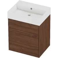 Proline Zara Badmeubelset Porselein Loft 2 Laden 60x46x78 cm Glans Wit Indian Walnut