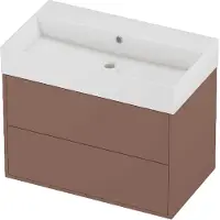 Proline Zara Badmeubel In Kader 80x46cm - 2 Laden Symmetrisch - Opbouwgrepen - Wastafel Midden Glans Wit - Zonder Kraangat - Beauty Blush