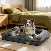 Bingopaw WISFOR Hondenbank, orthopedisch hondenbed, hondenbank voor grote honden, waterdicht, wasbaar, afneembare hoes. XL: 120x90x20cm