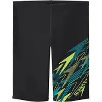 Speedo Medley Logo Jammer Jongens - Lange Zwembroek Jongens met V-Cut-Voering - Zwemshort Jongens met Trekkoord - Sportzwembroek Kids met Vormvaste Pasvorm - Zwart/Groen - 152