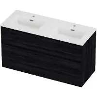 Proline Tribute Badmeubelset Porselein Elegant 2 Gaten 120x46x67 cm Mat White Black Oak