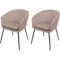 Mendler Set van 2 eetkamerstoelen, model HWC-O28, keukenstoel, gestoffeerde stoel, stof/textiel (340g/m²), metaal, kleur: taupe