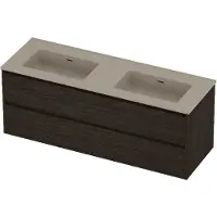 Proline tribute badmeubelset porselein elegant 140x46x54 cm mat crème cotton mokka oak