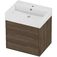 Proline Zara Badmeubelset Porselein Loft 1 Kraangat Voor Grepen 60x46x65 cm Glans Wit Vital Oak