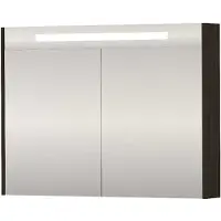 Proline SPK Premium Spiegelkast LED 100x14x74 cm Mokka Oak