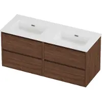 Proline tribute badmeubelset porselein elegant dubbel 120x46x54 cm mat white indian walnut