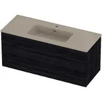 Proline tribute badmeubelset porselein elegant enkel 1 gat 120x46x54 cm mat crème cotton black oak