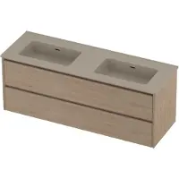Proline Tribute Badmeubelset Porselein Elegant Dubbel 140x46x54 cm Mat Crème Cotton Ideal Oak