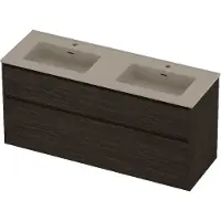 Proline Tribute Badmeubelset Porselein Elegant 2 Gaten 140x46x67 cm Mat Crème Cotton Mokka Oak