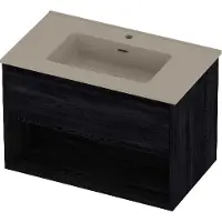 Proline Tribute Badmeubelset Porselein Elegant Met Schap 80x46x54 cm Mat Crème Cotton Black Oak