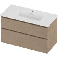 Proline tribute badmeubelset porselein elegant 1 kraangat 100x46x62 cm glans wit ideal oak