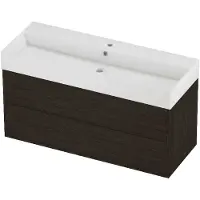 Proline Zara Badmeubelset Porselein Loft 1 Kraangat Voor Grepen 120x46x65 cm Glans Wit Mokka Oak