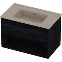 Proline Tribute Badmeubelset Porselein Elegant Schap 80x46x54 cm Mat Crème Cotton Black Oak