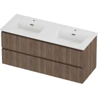 Proline Tribute Badmeubelset Porselein Elegant 2 Gaten 120x46x54 cm Glans Wit Terra Oak