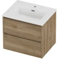 Proline Tribute Badmeubelset Porselein Elegant 1 Gat 60x46x54 cm Glans Wit Cider Oak