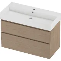 Proline Zara Badmeubelset Porselein Loft 1 Kraangat Asymmetrisch 100x46x73 cm Glans Wit Ideal Oak