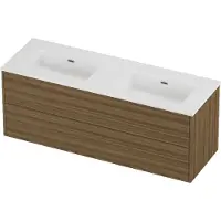Proline Tribute Badmeubelset Porselein Elegant Dubbel 140x46x54 cm Glans Wit Caramel Walnut