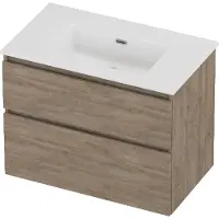 Proline tribute badmeubelset porselein elegant zonder kraangat 80x46x62 cm glans wit raw oak
