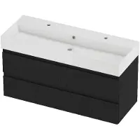 Proline zara badmeubelset porselein loft 2 kraangaten enkel 120x46x65 cm glans wit mat zwart
