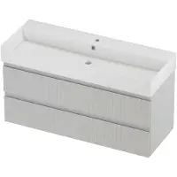 Proline Zara Badmeubelset Porselein Loft 1 Kraangat Gefreesd 120x46x65 cm Glans Wit Glans Wit
