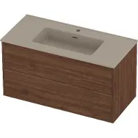 Proline tribute badmeubelset porselein in kader 100x46x54 cm mat crème cotton indian walnut