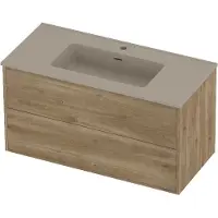 Proline tribute badmeubelset porselein elegant in kader 100x46x54 cm mat crème cotton cider oak