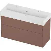 Proline Zara Badmeubel In Kader 120x46cm - 2 Laden Asymmetrisch - Opbouwgrepen - Wastafel Midden Glans Wit - 2 Kraangaten - Beauty Blush