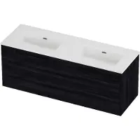Proline tribute badmeubelset porselein elegant in kader 140x46x54 cm glans wit black oak