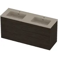 Proline Tribute Badmeubelset Porselein Elegant 2 Laden 140x46x67 cm Mat Crème Cotton Mokka Oak