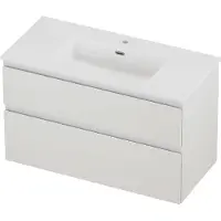 Proline tribute badmeubelset porselein elegant 1 kraangat 100x46x62 cm mat white glans wit
