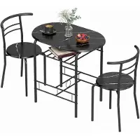 HOMCOM Dining Table Set-MDF, Metall-80L x 52B x 76H cm-Schwarz