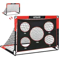 Sonstiges Voetbaldoelen voor de tuin, geschikt voor kinderen, 2-in-1, met schotgaten, upgrade-model, rood, 150x120x120 cm