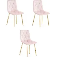 Leobert LIBRA Eetkamerstoelen – Set van 3 – Groen Velvet – Houten Poten – Comfortabele Gestoffeerde Zitting – Modern Design – Velvet Stoel voor Woonkamer, Keuken en Eetkamer – Max. 110 kg per Stoel