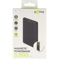 Goobay Magnetische draadloze powerbank met 5.000 mAh, die magnetisch aan de achterkant van de telefoon hecht, ultralichte mini-powerbank