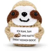 Sonstiges Gehaakt knuffel-luiaard, grijs van kleur, met een anti-stress kaartje