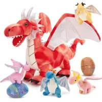 Sonstiges Drache knuffel, extra groot (XXL), met baby in de buik, rood, 55 cm