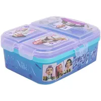 Stor KPOP Demon Hunters Kinderlunchbox – Broodtrommel met 4 vakken voor kinderen vanaf 4 jaar - Vaatwasserbestendig & BPA-vrij - Blauw/Paars